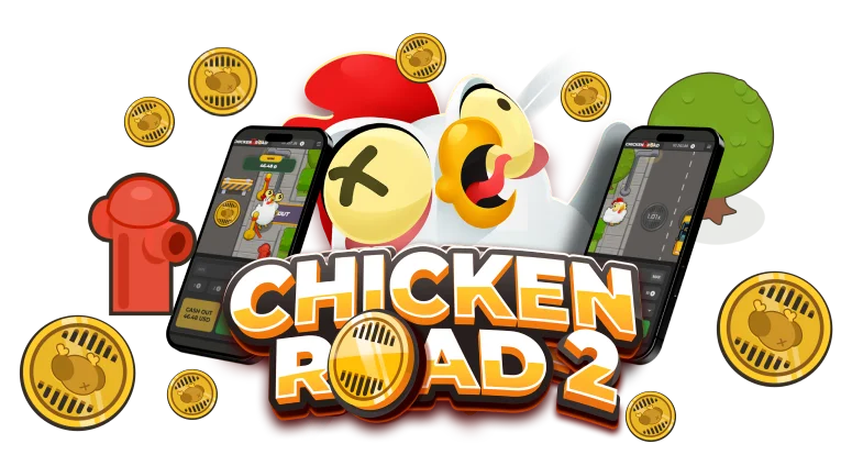 Chicken Road 2 Logo mit Huhn-Charakter